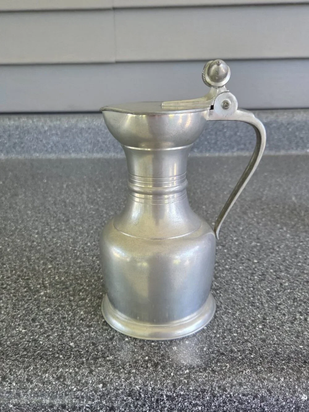 Royal Holland KMD Tiel Pewter Creamer Pitcher Acorn Decorated Hinged Lid Vintage